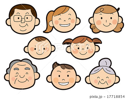 8人家族顔のイラスト素材