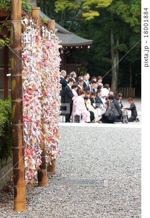 結婚式 おみくじ 多賀大社 集合写真の写真素材