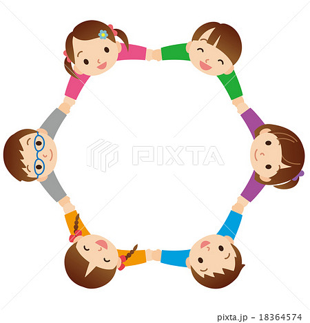 子供 友達 手を繋ぐ 輪のイラスト素材