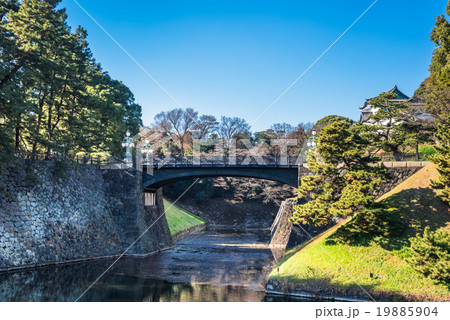 皇居 二重橋 橋 江戸城の写真素材 Pixta