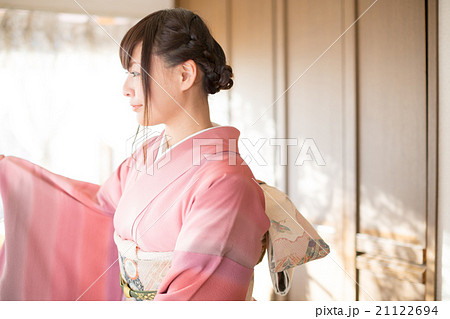 片袖 上半身 和服の写真素材