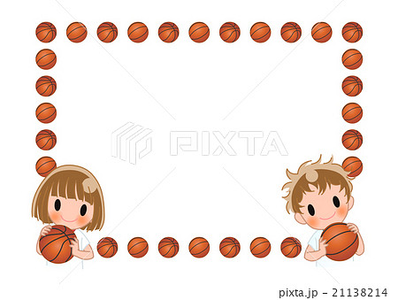 バスケットボール スポーツ 枠 白バックのイラスト素材