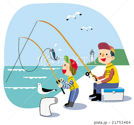 釣り 海釣り 親子 海のイラスト素材