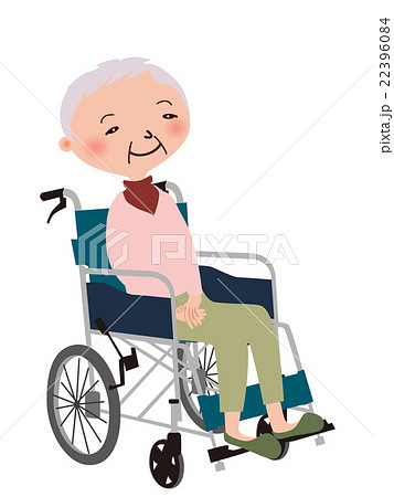 車椅子 おばあちゃんのイラスト素材
