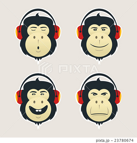 さる サル 猿 ヘッドフォンのイラスト素材