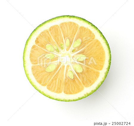 果物 柑橘類 かぼす 断面の写真素材