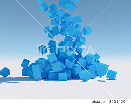 崩れる ブロック 青色 破壊 Cgのイラスト素材