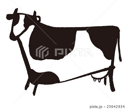 牛 牧場 酪農 水墨画のイラスト素材