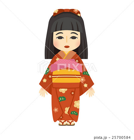 日本人形のイラスト素材