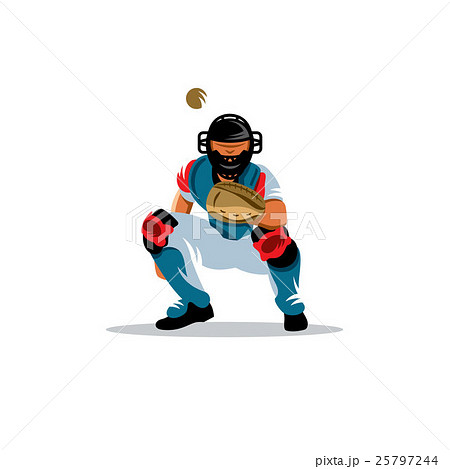 Baseball player line drawing (pitcher / catcher - Stock Illustration  [77922916] - PIXTA