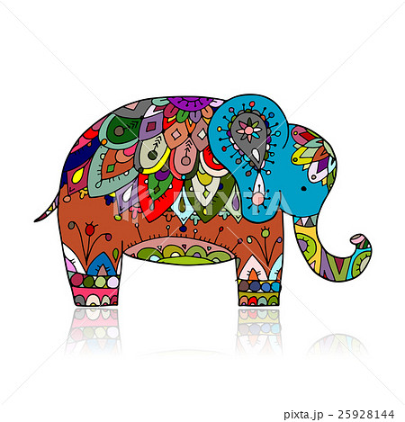 象 白象 インド象 かわいい インドのイラスト素材