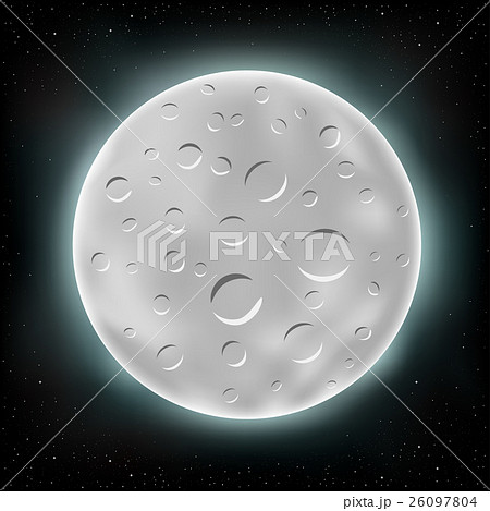 月 満月 白黒 クレーターのイラスト素材