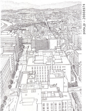 俯瞰図 街 建物 鳥瞰図 都市 ビルのイラスト素材