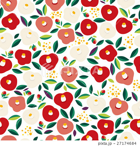 花柄 背景 パターン 椿のイラスト素材