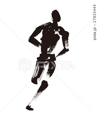 駅伝 陸上 襷 シルエットのイラスト素材