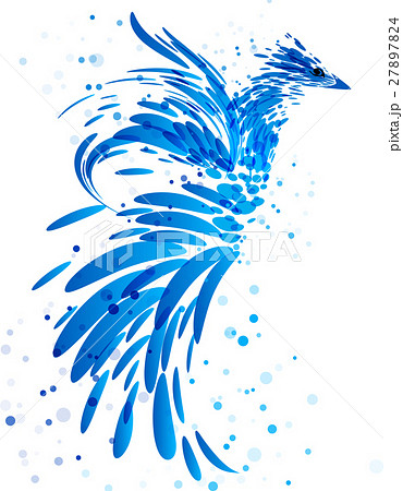 鳥 背景 青 鳳凰のイラスト素材