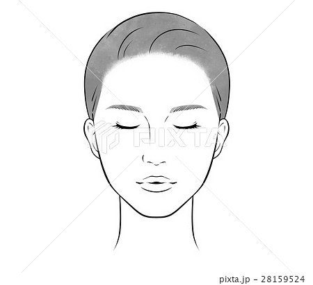 女性 ビューティー 目を閉じる 顔のイラスト素材