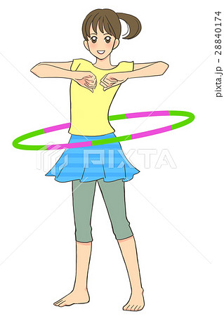 運動する女性 フラフープ のイラスト素材