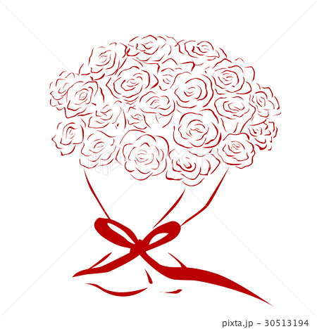 花束 薔薇 バラ 真っ赤のイラスト素材