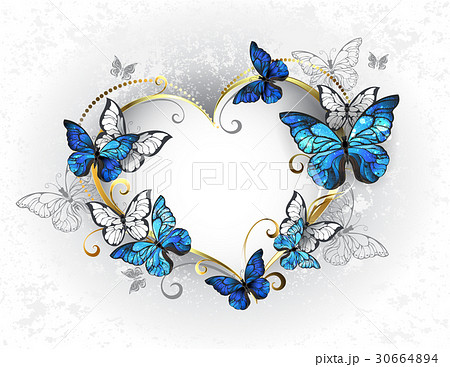 青い蝶 ブルーバタフライ 青いチョウチョ テクスチャのイラスト素材