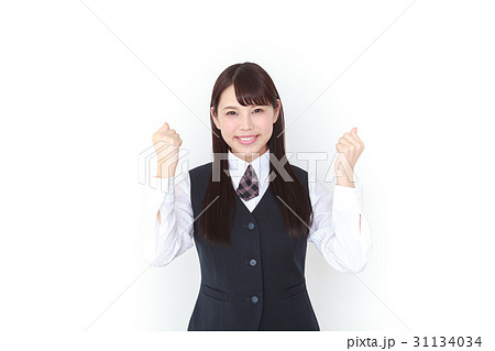 頑張れー ポーズの写真素材