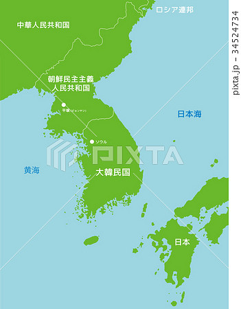 朝鮮半島 地図 韓国のイラスト素材