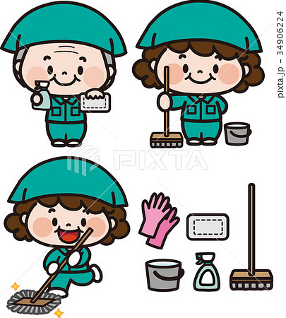 清掃員 バイト おばちゃん 人のイラスト素材