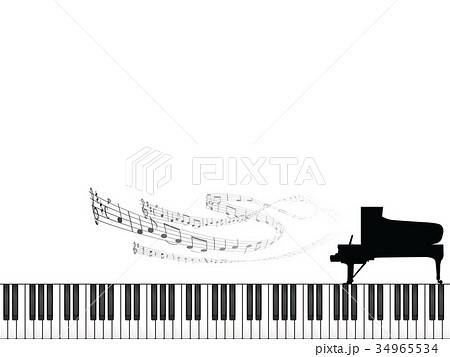 ピアノ グランドピアノ 鍵盤 五線譜のイラスト素材