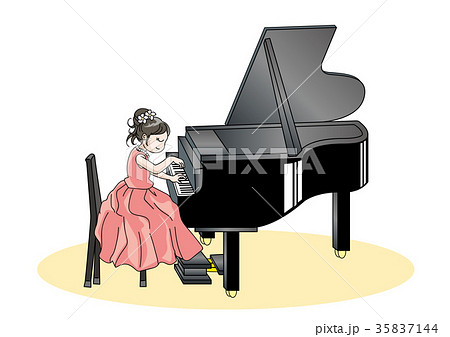 ピアノ 女の子 ピアノ発表会 人物のイラスト素材