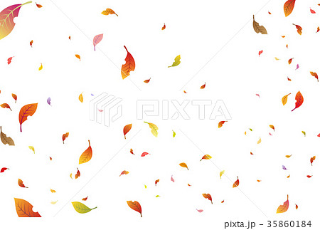 木枯らしに吹かれて落ちる、枯れ葉のイラスト Stock Vector