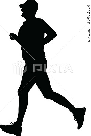 マラソン シルエット 走る 男性のイラスト素材