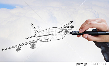 設計士 飛行機 航空会社 デザインの写真素材