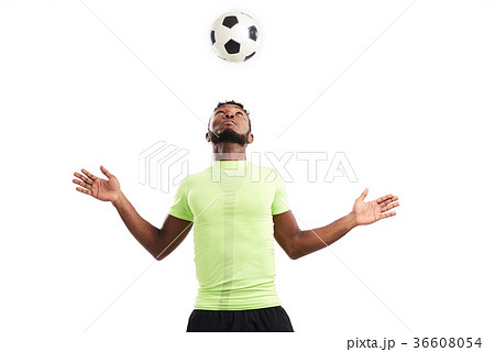 サッカー選手 ポートレートの写真素材