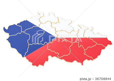 チェコ共和国 マップ 地図 立体のイラスト素材