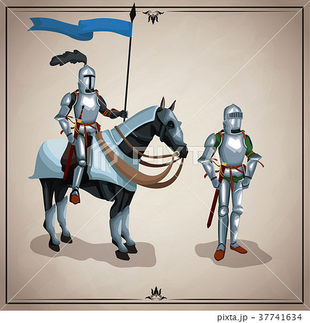 中世 馬 甲冑 鎧のイラスト素材