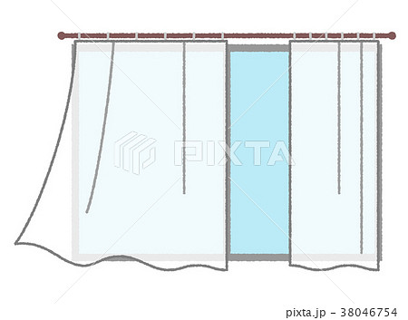 レースカーテン カーテン 窓 カーテンレールのイラスト素材 Pixta