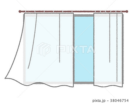 レースカーテン カーテン 窓 カーテンレールのイラスト素材