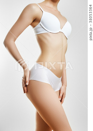 Body Sculpting Concept. Slim Female Torso With Drawn Outlines