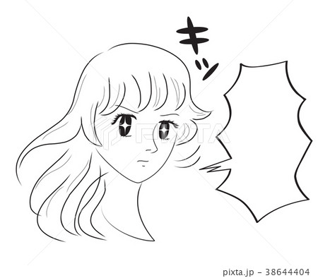 少女漫画風イラスト 睨むのイラスト素材