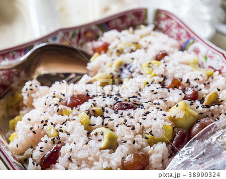 赤飯 甘納豆 甘納豆の赤飯 北海道の写真素材