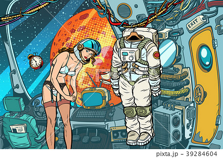 セクシー 宇宙飛行士 宇宙服 女の子のイラスト素材