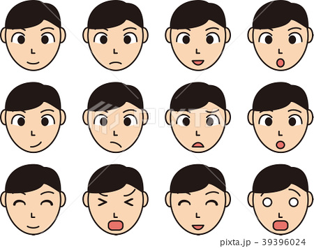 男の子 アイコン 黒髪 表情のイラスト素材