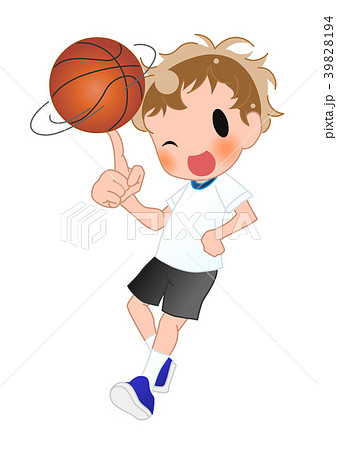 男の子 小学生 バスケットボール バスケのイラスト素材