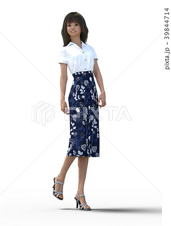 女性 ファッション ワンピース ロングスカートのイラスト素材