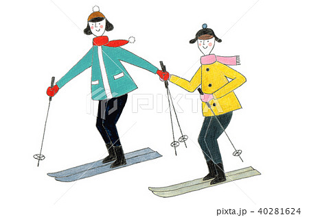 スキー イラスト 可愛い ゲレンデのイラスト素材