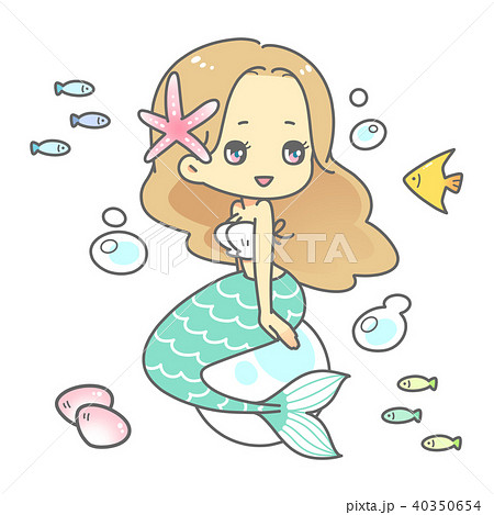 人魚姫 貝 童話 女の子のイラスト素材