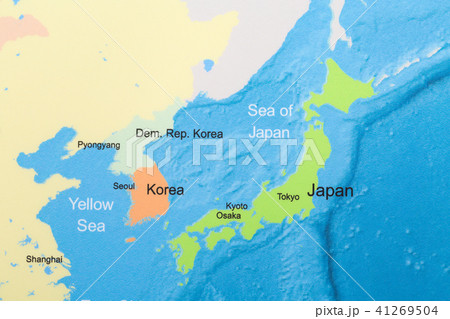 朝鮮半島 日本地図の写真素材