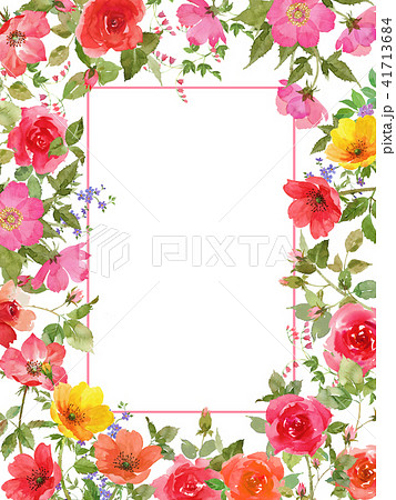 薔薇 花 フレーム 枠のイラスト素材