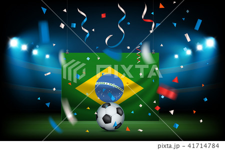 ブラジル 光る サッカーボール スポットライトのイラスト素材