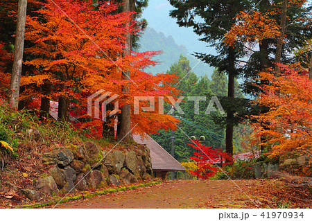 寂地峡五竜の滝の写真素材